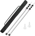 Set of 2 Waterproof Cloth Rod 230CM Telescopic Aluminium Tent Tarp Poles Portable Beach Shelter Tarp Awning Pole Adjustable Telescoping with Rubber Cap for Camping