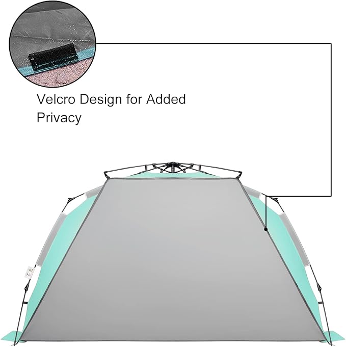 Oileus XX-Large Pop Up Beach Tent Sun Shelter for 5-6 Person Portable Sun Shade Instant Tent for Beach with Carrying Bag Stakes 6 Sand Pockets Anti UV for Fishing Hiking Camping Light Green
