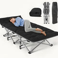 700LBS Extra-Large Folding Outdoor Camping Bed with Mattress Portable Folding Guest Bed Heavy-Duty Sleeping bedwith Storage Bag Suitable for Travel and Leisure (Black 700lbs)