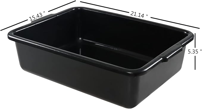 23L Set of 6 Plastic Bus Box Commercial Bus Tub Tote Black