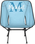 Custom Light Blue Portable Camping Chair Personalized Backpacking Chair with Name Lightweight Foldable Chairs for Hiking Beach