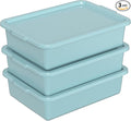 13 L Commercial Bus Tub with Lid 3-Pack Plastic Restaurant Dish Tubs Mint Green