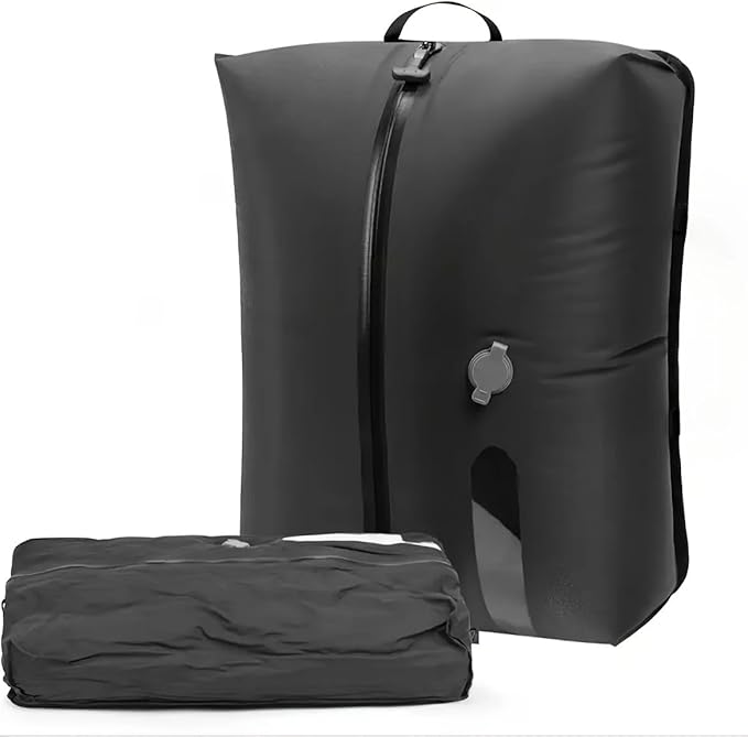 Vacuum compression bag travel storage bag portable clothing compression packaging bag waterproof and moisture-proof luggage organizer bag (Black windowed 17L+air pump+color box)