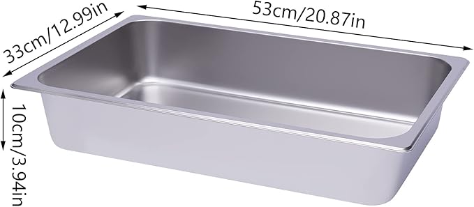 6 Pack Full Size Stainless Steel Steam Hotel Pan 20.87 x 12.99 x 4 In Pan Food Service Steam Table Pan for Party Kitchen Restaurant Hotel