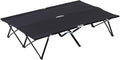 2 Person Elevated Camping Cot - Extra Wide Portable Sleeping Cot for Adults Hiking Beach Camping - Black