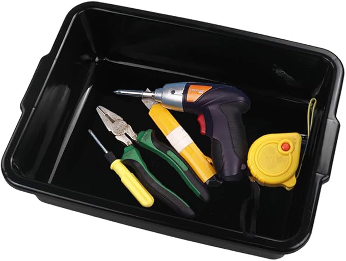 Small 8 L Commercial Tote Box Rectangle Utility Bus Tubs 4-Pack Black