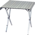 Rio Brands Compact Expandable Outdoor and Camping Aluminum Roll-Top Heat Dissipating Picnic Table Silver 2 in 1