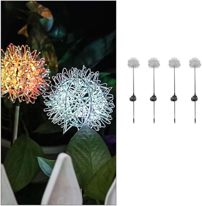 POPETPOP Dandelion Solar Garden Lights Led Decorative Outdoor Ground Stake Lighting for Lawn Pathway Yard No Wiring Needed