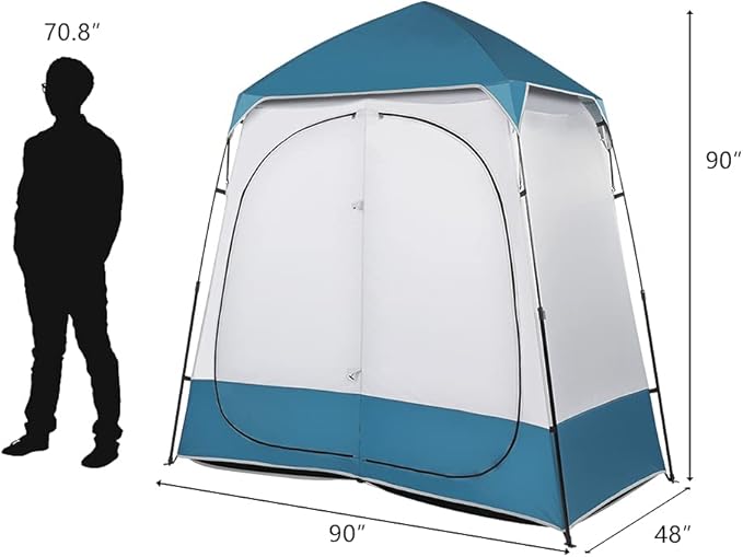 VINGLI 2 Room Shower Tent 7.5 FT Instant Pop Up Shelter with Carrying Bag Privacy Changing Room TentPerfect for Portable Toilet Camping Dressing Outdoor Indoor Easy Set Up