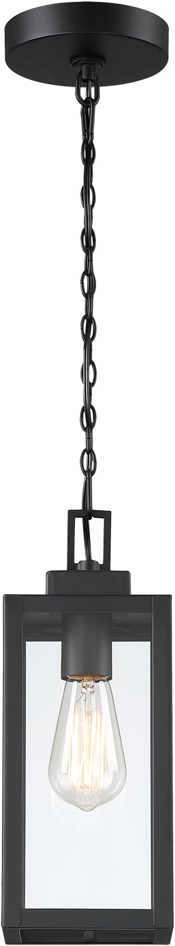 13 Inch Outdoor Pendant Lights for Porch-Ceiling Mount Exterior Pendant Lights Steel and Glass Outdoor Porch Hanging Light for Hallway Entrance Gazebo E26