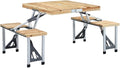 Folding Camping Table with 4 Seats Steel AluminiumItem colourSilver