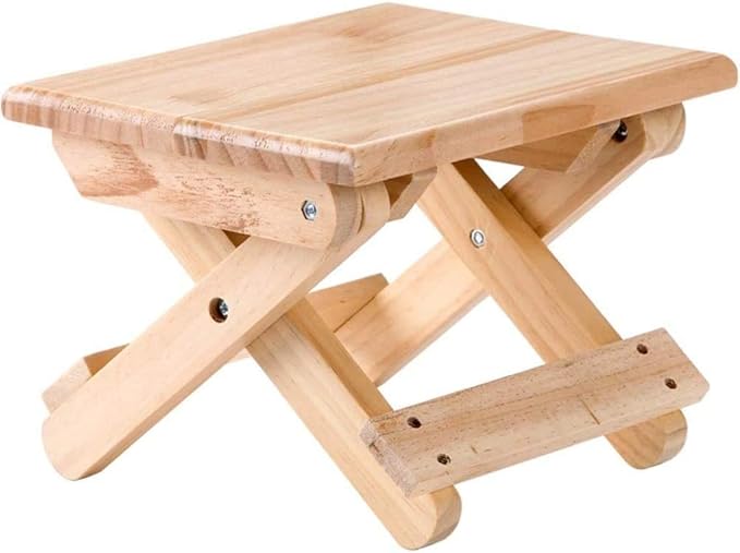 Solid Wood Folding Stool Portable Simple Household Stool Small Bench for Shaving and Shower Foot Rest for Picnic Fishing Bathroom Garden Camping
