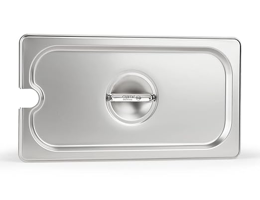 CURTA 6-Pack 1/3 Size Slotted Steam Table Pan Cover Lid with Handle NSF Hotel Pan Cover Catering Food Pan Cover