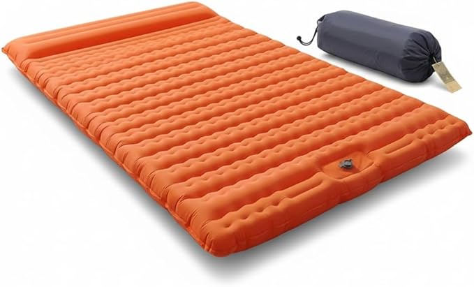 HI FINE CARE Double Camping Sleeping Pad 2 Percon Ultralight Camping Mat with Pillow Built-in Foot Pump Inflatable Sleeping Pads Compact for Hiking Traveling Tent