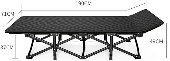 Folding Cot Lounge Chair with Removable Cushion Portable Heavy Duty Adjustable Pillow Reclining Compact Design for Outdoor Beach Camping Patio Garden