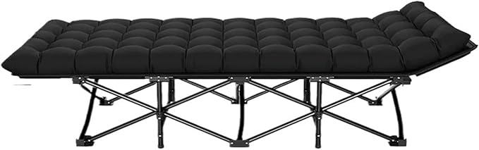 Folding Camping Cot Portable Ultralight Camping Bed Outdoor Fishing Assisted Recliner Foldable Single Person Simple Bed Tourism Equipment(66X188 Black3)