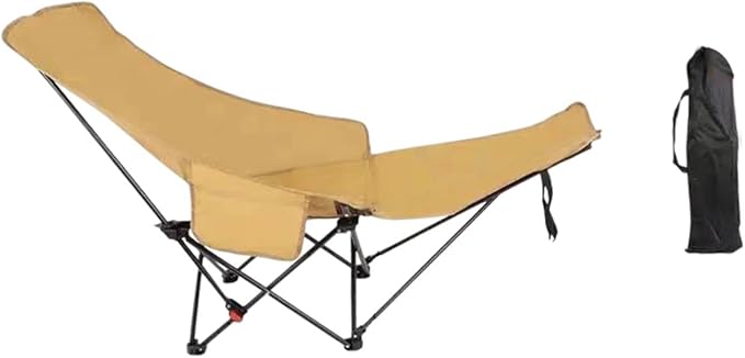 Folding Lounge Chair Recliner with Carry Bag 3 Gear Adjustable Angle Lounger Reclining Chair for Park Pool Picnic Lawn Khaki
