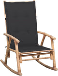 Outdoor Rocking Chair with Cushion Natural Bamboo Patio Chair for Garden &amp Living Room Waterproof &amp UV Resistant Comfortable Adult Rocker for Relaxing
