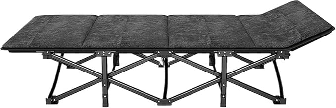 Folding Camping Cot Portable Ultralight Camping Bed Outdoor Fishing Assisted Recliner Foldable Single Person Simple Bed Tourism Equipment(71x 188 black2)