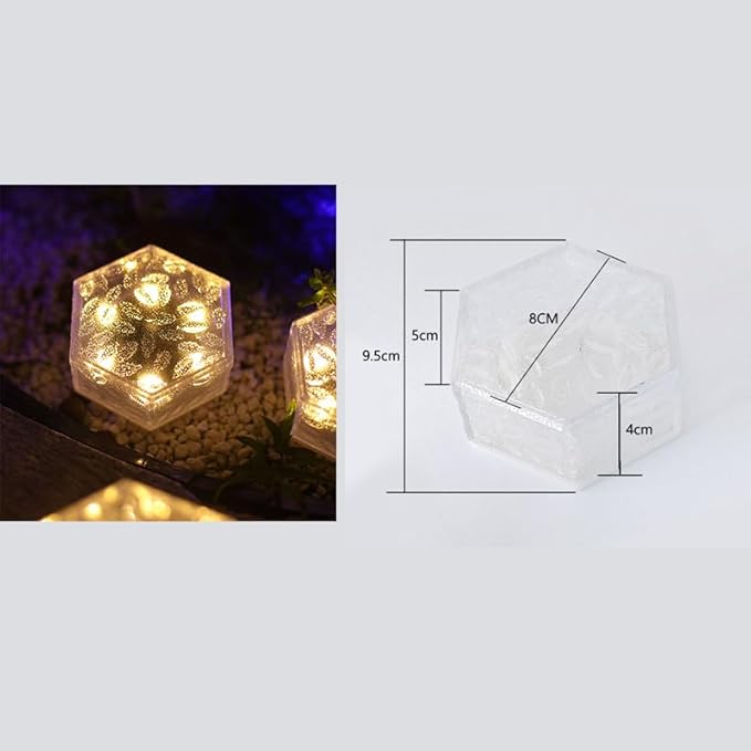 6 Pack Hexagram Bricks Outdoor Solar Powered LED In Ground Pathways Patio Yard Garden Glow Lights Decor
