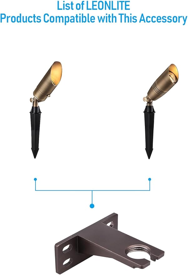 LEONLITE Gutter Mount Bracket for Low Voltage LED Spotlight 1/2 NPT Standard Thread Aluminun Mount Bracket for Landscape Light Accent House Walls Eaves Bronze Pack of 4
