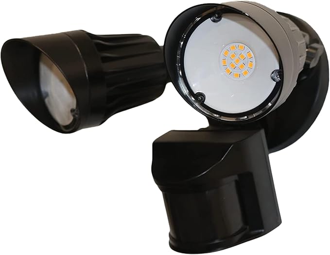 LED Black Motion Sensor 2-Light Bullet Flood Light- 3000K Adjustable Dual Head Outdoor Security Light Dusk to Dawn Waterproof Hardwired Spotlight for Yard Patio Garage Landscape