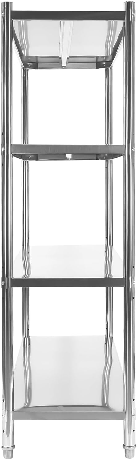 Stainless Steel Shelving 4 Tier Utility Bakers Racks Adjustable Shelf Storage Heavy Duty Shelving for Kitchen Commercial Office Garage Storage Laundry Room Organization (4-Tier 71*18*60in)