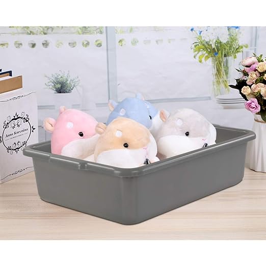 4-Pack 8 Liters Dish Wash Basin Commercial Dish Pans Bus Tubs Grey