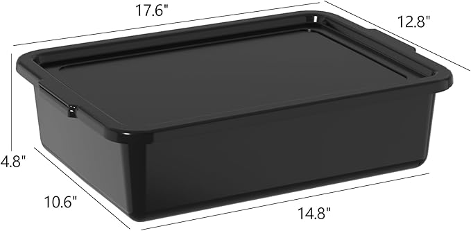 Obstnny 12 Pack 13 L Commercial Bus Tub with Lid Plastic Bus Box Black