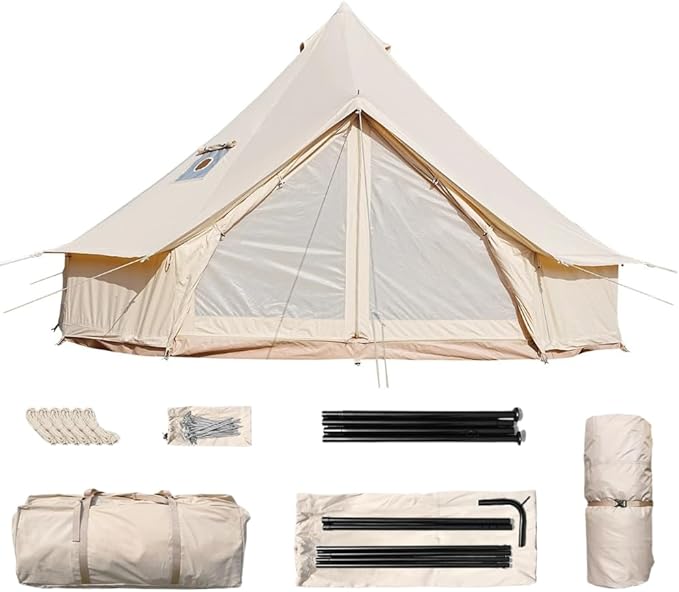Luxury Four-Season Yurt Tent | Spacious Canvas Bell Tent with Stove Jack | Heavy-Duty Cotton Blend | Ultimate Family Glamping Shelter