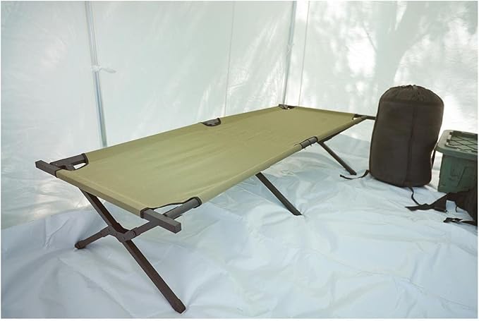 HQ ISSUE Camping Cot for Adults Heavy-Duty Comfortable Military Army Style Portable Folding Sleeping Camp Tent Bed with Carry Bag 225-lb Capacity