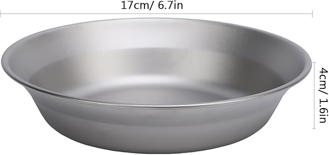 Fockety Pure Ti Camping Plate 2pcs 500ml and 300ml Stackable Ti Dish Cookware with High Hardness Backpacking Ti Plate for Camping Hiking Backpacking Picnic