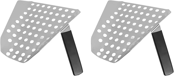 Fries Scoop Stainless Steel Ergonomic Handle French Fry Scooper for Quick Filling Bags or Buckets for Stores Movie Theaters 2pcs