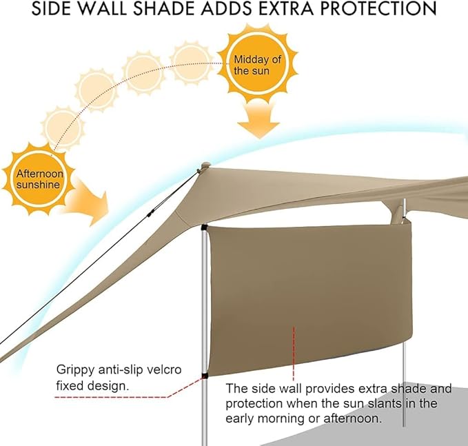 Beach Canopy Tent Shade with Sidewalls 10x10FT 6.6FT Tall UPF50+ Sun Shelter Windproof &amp Water Resistant Includes Guylines Sand Shovel Stability Poles Easy Up for Beach Outdoor Camping Backya