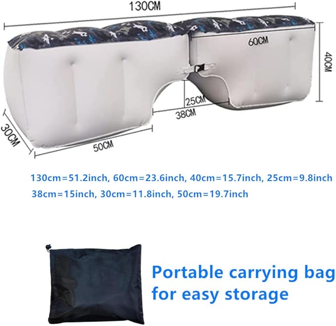 Inflatable Car Air Mattress Back Seat Bed Universal Back Seat Gap Filler Pad Extender for SUV Camping Sleeping Travel Rest Two Independent Air Bags