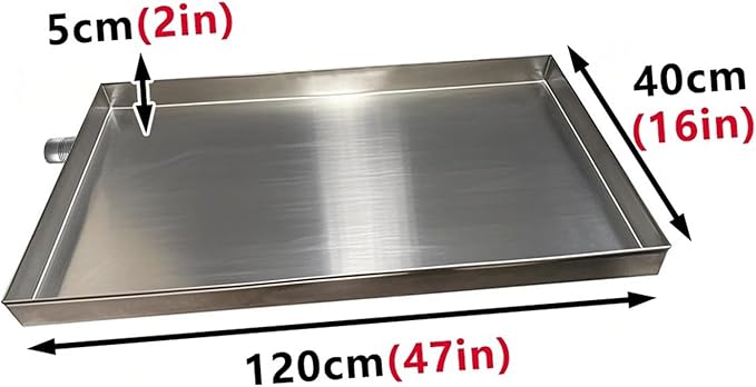304 Stainless Steel Drip Pan for Portable AC Units - Durable Water Catcher &amp Easy-Clean Oil Tray for Outdoor &amp Indoor Use - Ideal for Commercial &amp Residential (40x120cm)