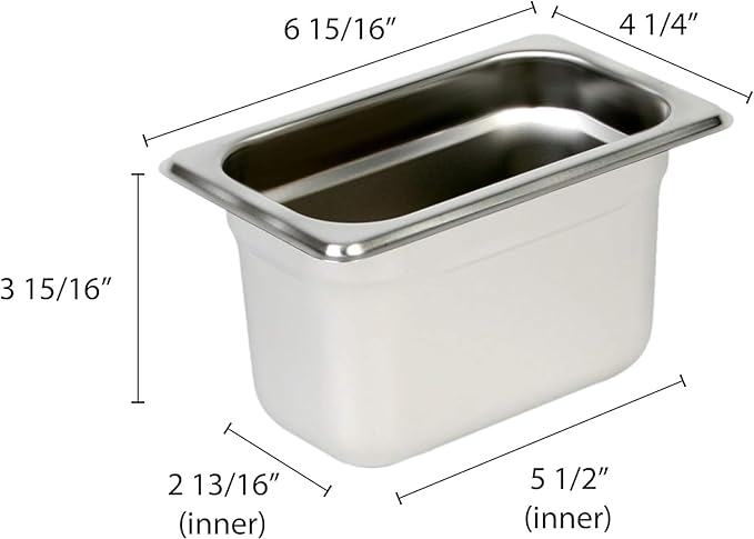 TrueCraftware-1/9 Size 4 Deep Stainless Steel Anti-Jamming Steam Pan 22 Gauge- Chafing Steam Table Pans Catering Food Storage Metal Pan Hotel Pan for Restaurant Events Catering Use