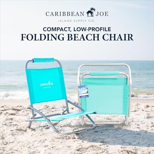 Caribbean Joe Folding Beach Chair 1 Position Lightweight and Portable Foldable Outdoor Camping Chair Teal