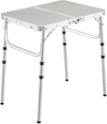 REDCAMP Small Camping Table 2 Foot Portable Aluminum Frame Folding Table Adjustable Height Lightweight for Picnic Beach Outdoor Indoor White 24 x 16 inch (3 Heights)