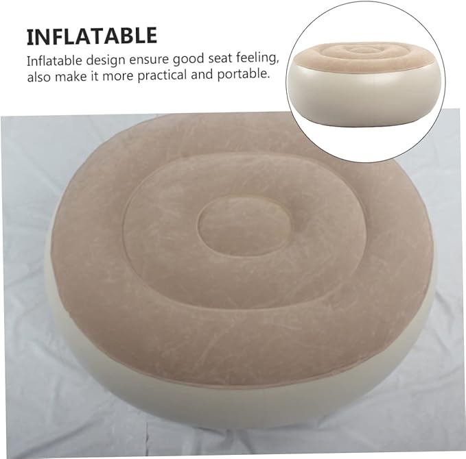 Inflatable Travel Foot Stool Flocking Lazy Stool Quick Inflation for Car Airplane Office Desk