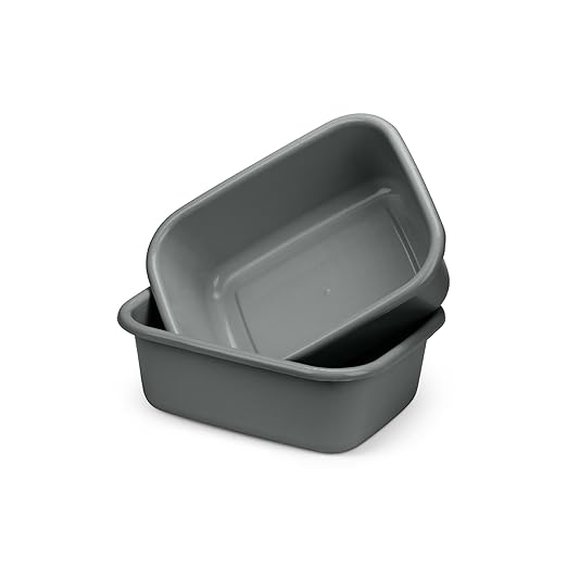DecorRack 2 Plastic Wash Basins Large 10 Quart Graduated Bucket Portable Washbasin for Washing Cleaning Foot Bath Dishes Face Cleansing Bowl Gray (2 Pack)
