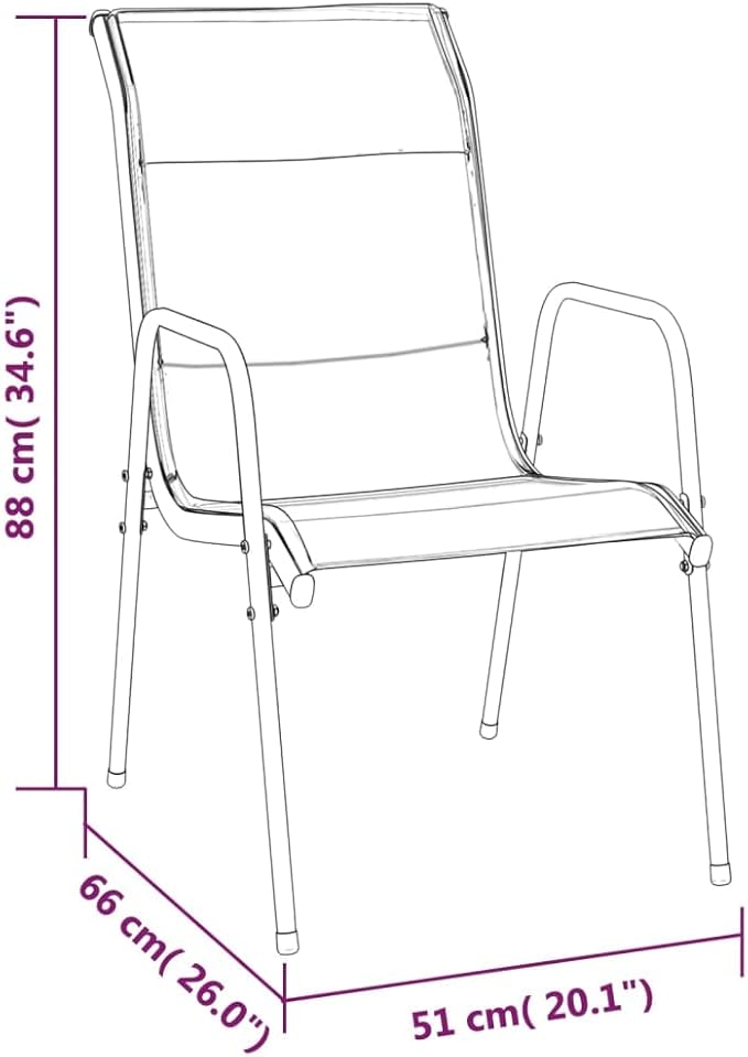 Patio Chairs 4 pcs Steel and Textilene Black Outdoor Patio Dining Lawn Outdoor Dining Chairs Sillas para Comedor for Living Room Courtyard Study Beach