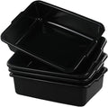Small 8 L Commercial Tote Box Rectangle Utility Bus Tubs 4-Pack Black
