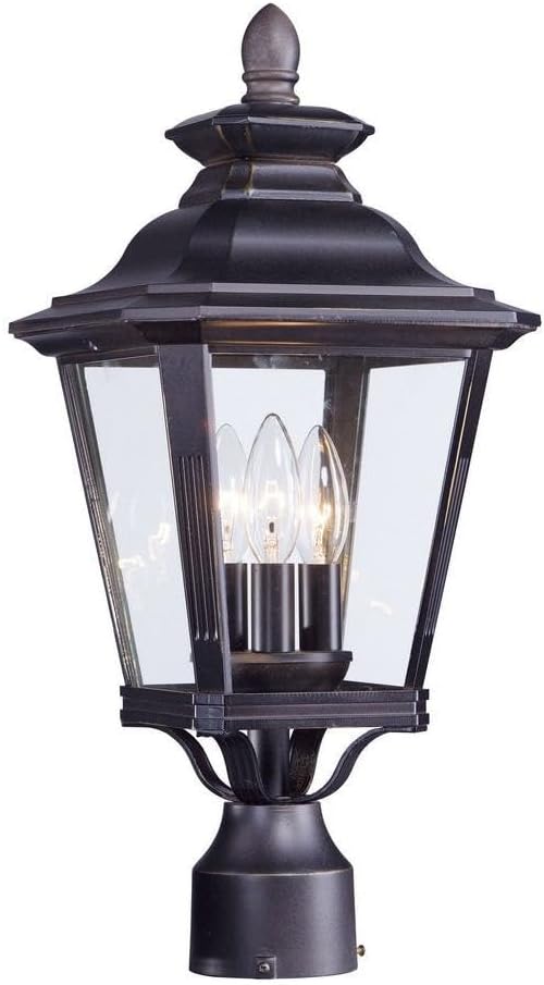 Maxim Knoxville-Three Light Outdoor Post Lantern in Early American Style-9 Inches Wide by 19.5 inches high