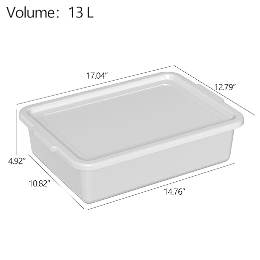 12 Packs Food Service Bus Tubs with Lids 13 L Commercial Bus Tub Light Gray