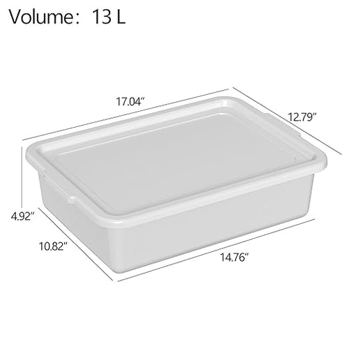 12 Packs Food Service Bus Tubs with Lids 13 L Commercial Bus Tub Light Gray
