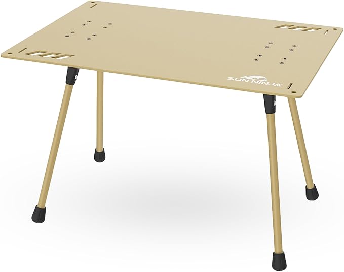 SUN NINJA Beach Table – Lightweight Mini Folding Table with Carry Case Small Camping Table for Beach Camping and Picnics – Portable Picnic Table with Durable Aluminum Top Non-Slip Feet