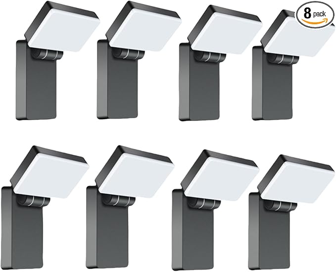 40W LED Outdoor Wall Light 3000LM 5000K No-Glare Porch Light IP65 Waterproof Anti-Rust 360° Adjustable Head for Yard Garage Above Door (8Pack)