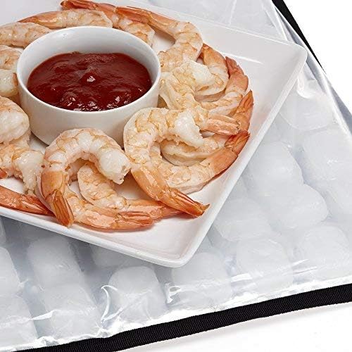 FlexiFreeze Party Mat Food Cooling Serving Platter – Buffet Display Chiller for Meat Cheese Fruit &amp Party Food Trays – Catering Supplies Cold Serving Mat Black (19 x 15)