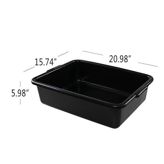 23 Quart Large Commercial Bus Tubs Black Utility Bus Box Set of 4